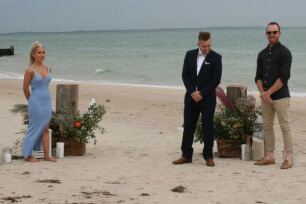 A rustic beachside wedding ceremony