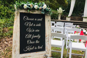 Choose A Seat, Not A Side' Ceremony Sign - White-wash