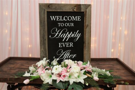 'Welcome to our Happily Ever After' - Rustic Sign