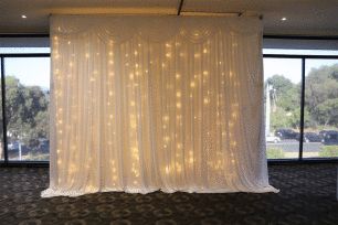White Curtain Backdrop w/ Fairy Lights - 3m