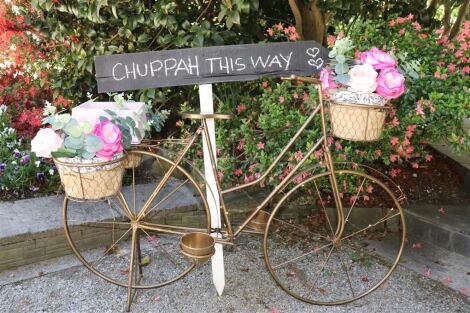Vintage Gold Bicycle with flowers