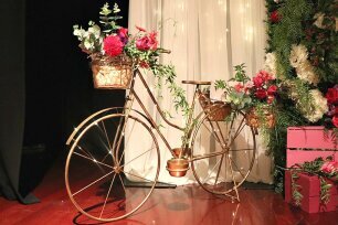 Vintage Gold Bicycle with flowers