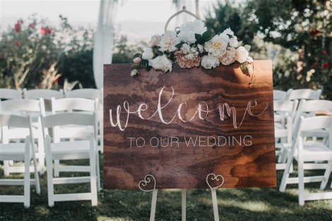 Rose Gold Wooden Welcome Sign