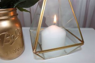 Gold Geometric Terrarium Candle Holder 