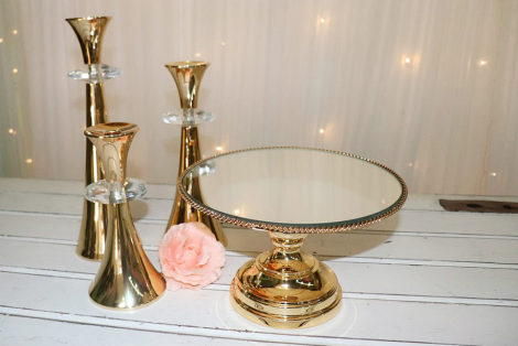 25cm Luxe Gold Mirror Cake Stand with Edge
