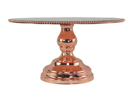 25cm Luxe Rose Gold Mirror Cake Stand with Edge