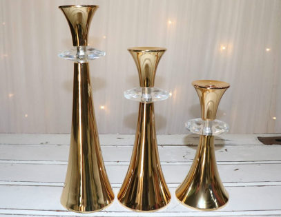 Gold Candle Holders - Set of 3