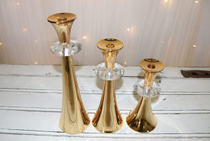 Gold Candle Holders - Set of 3