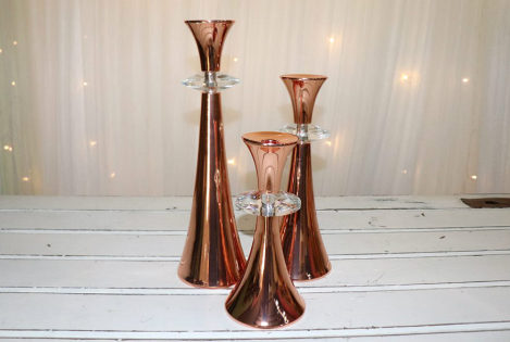 Rose Gold Candle Holders - Set of 3