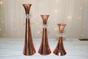 Rose Gold Candle Holders - Set of 3