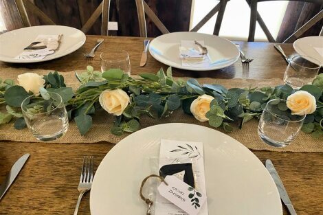Green Foliage with Peach Roses table garland