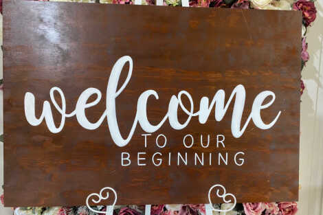 'Welcome to our Beginning' Sign